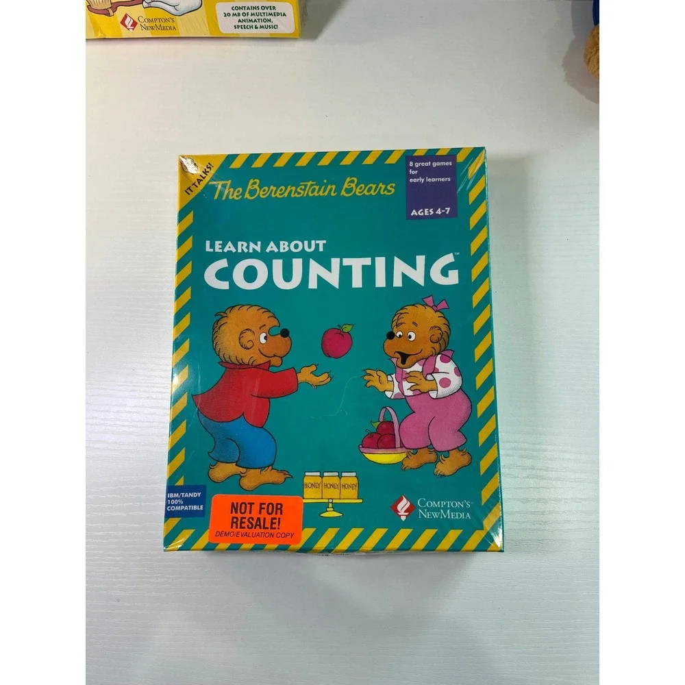 Berenstain Bears Learning At Home & Counting PC Games Sealed w Papa Bear Plush‎